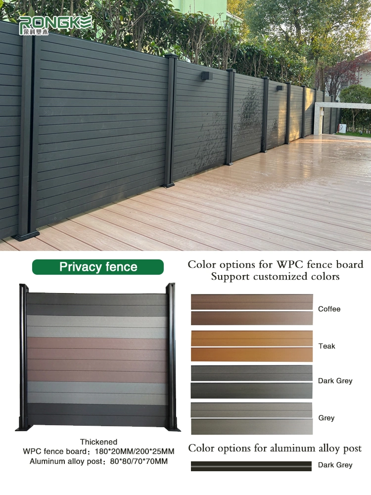 Hot Sell 1.8m X 1.8m WPC Fencing Board Aluminum Post WPC Composite Privacy Fencing Outdoor Fences